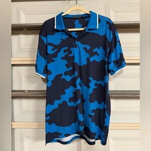 G/FORE Blue and Black Camouflage Polo Shirt
